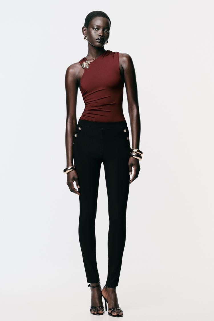 Zara España Leggings Mujer Zara Los Leggins Navy Efecto Tripa