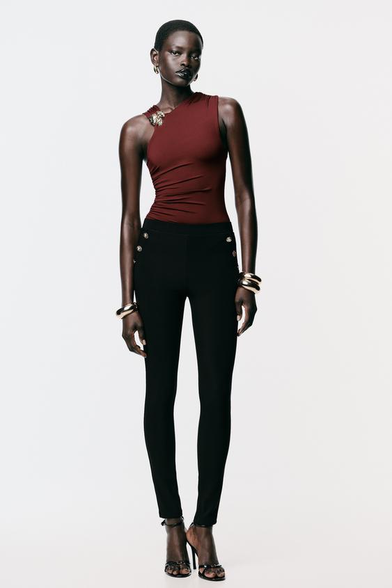 BUTTON OTTOMAN LEGGINGS