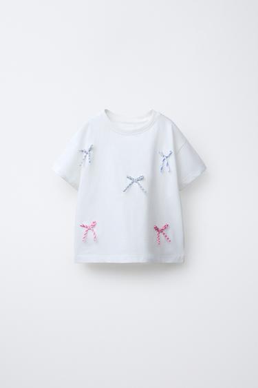 Zara BOW T-SHIRT - Oyster-white