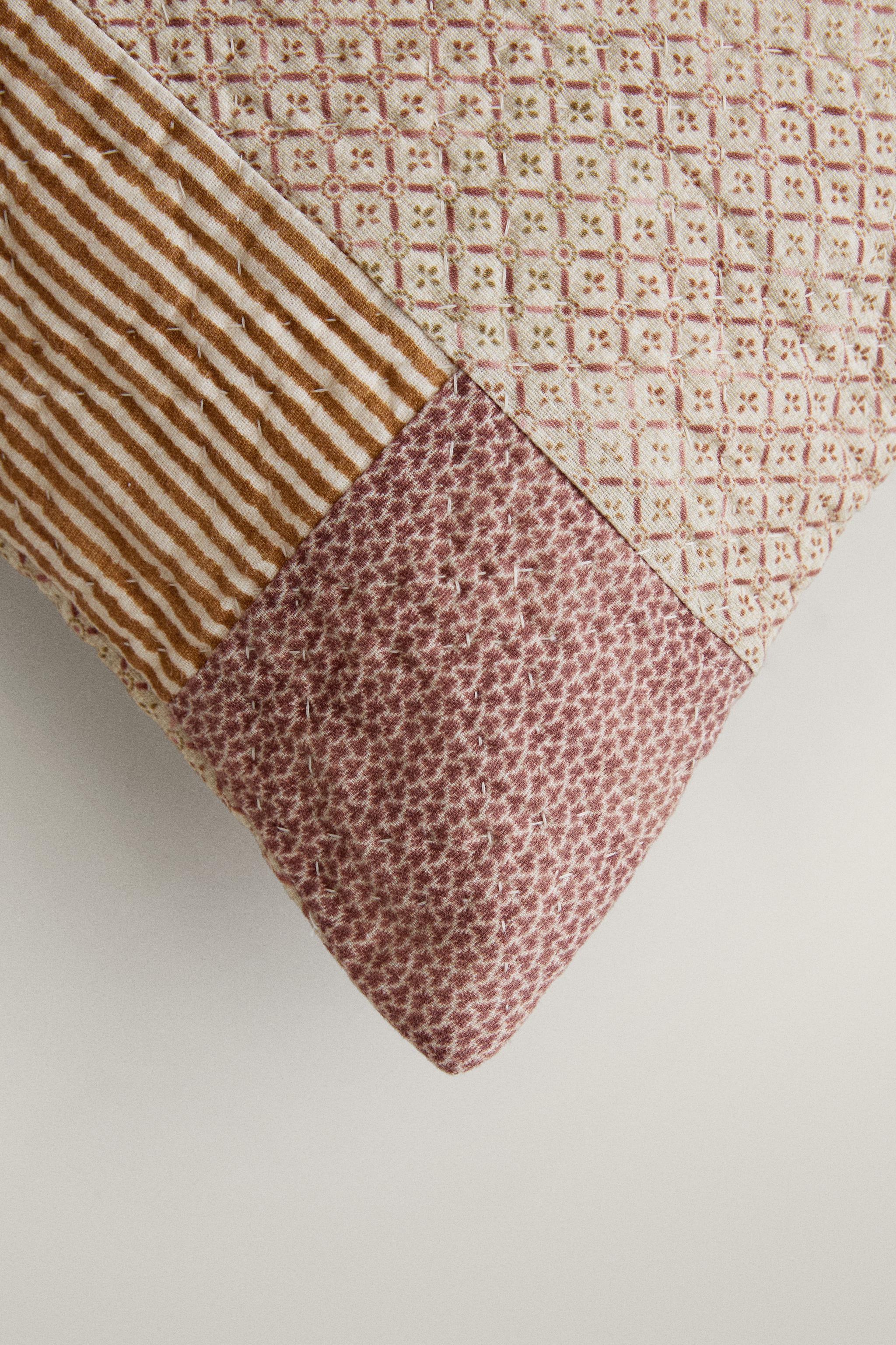 CONTRAST PRINT CUSHION COVER | KATHARINE POLE — Light beige