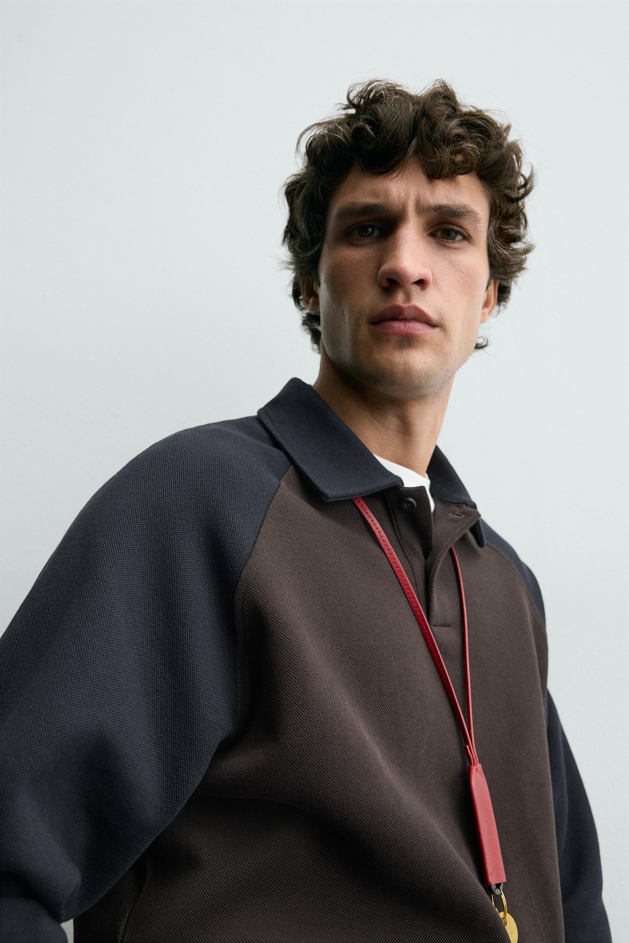 COLOR BLOCK RAGLAN SLEEVE POLO SHIRT