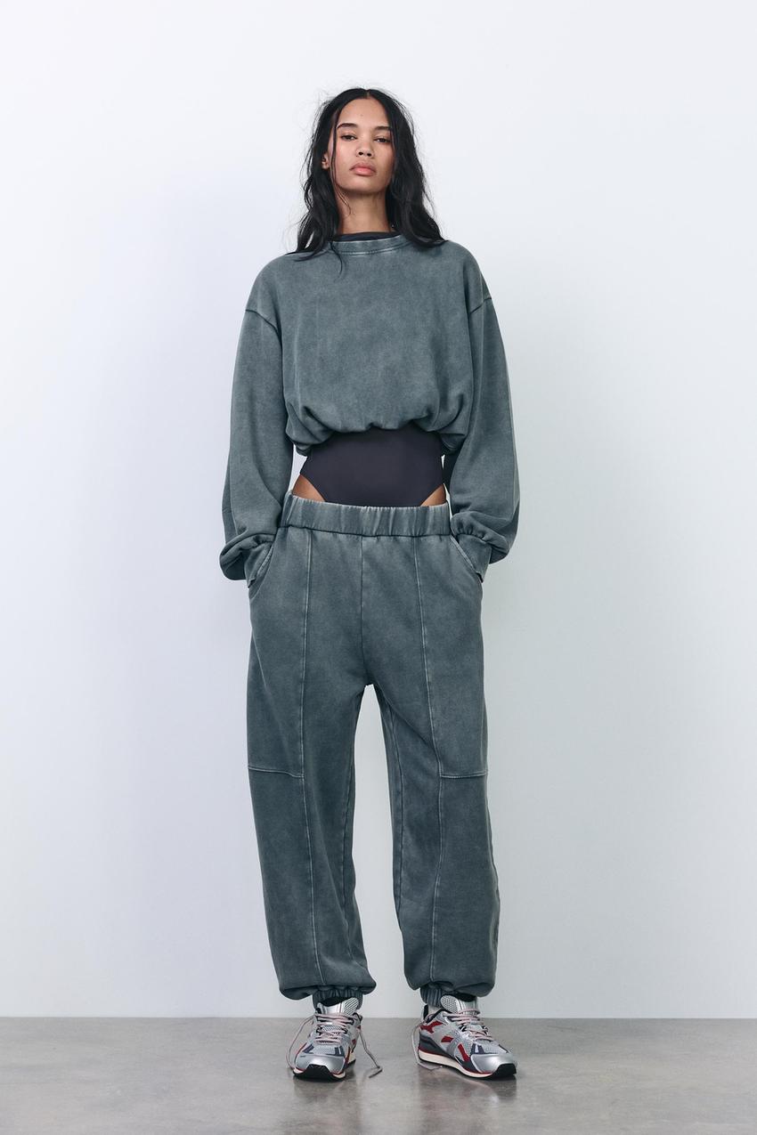 フェイドエフェクト クロップド フーディ - ミディアムグレー | ZARA 