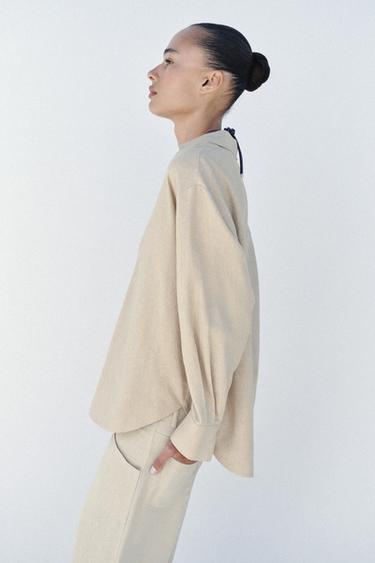 BLOUSE AMPLE AVEC LIN - Beige clair de Zara - Image 3