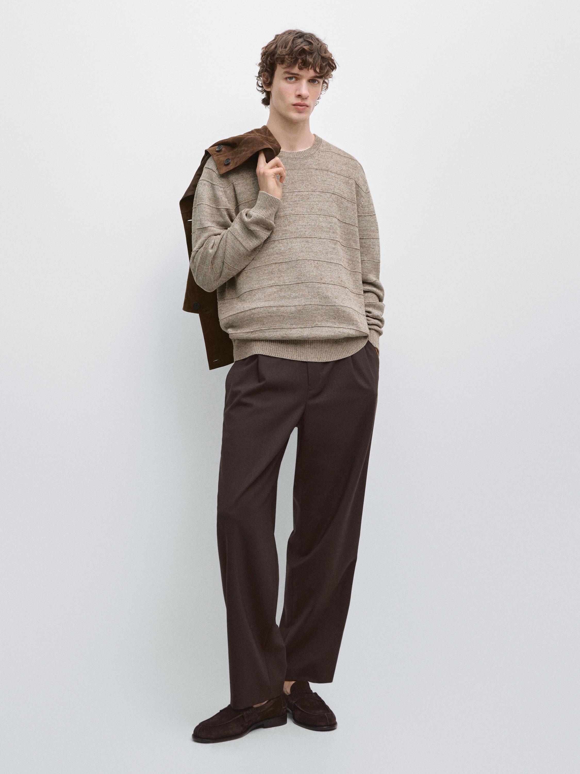 Pantalon relaxed fit mélange laine froide