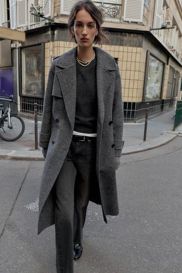 WOOL COAT WITH BELT - Grey by Zara