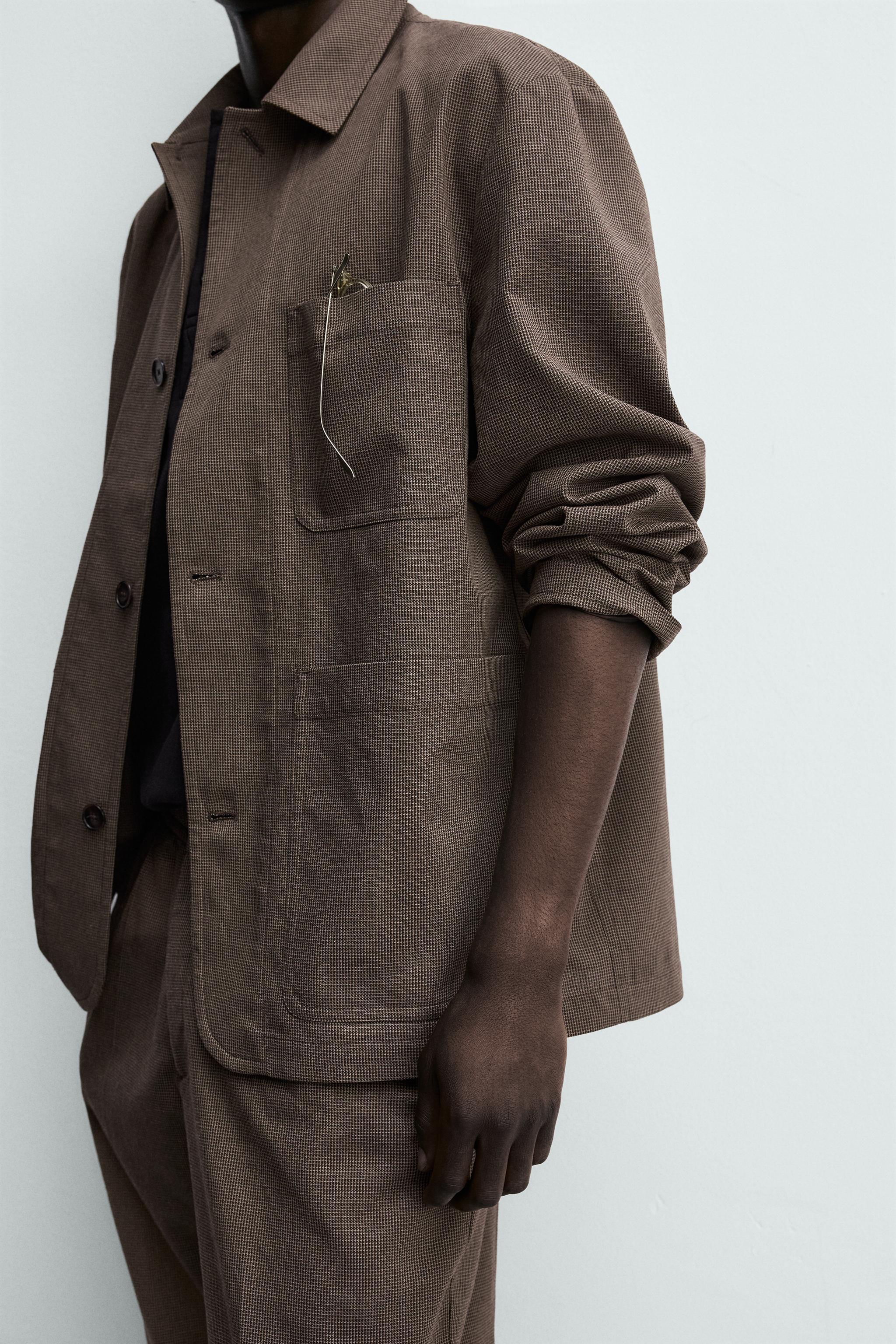 RELAXED FIT HOUNDSTOOTH SUIT OVERSHIRT