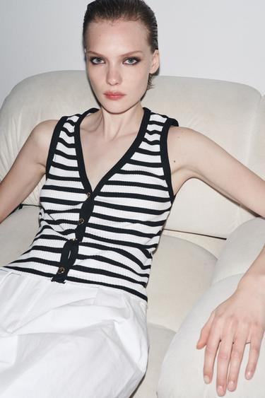 STRIPED WAISTCOAT WITH ZARA BUTTONS - striped by Zara