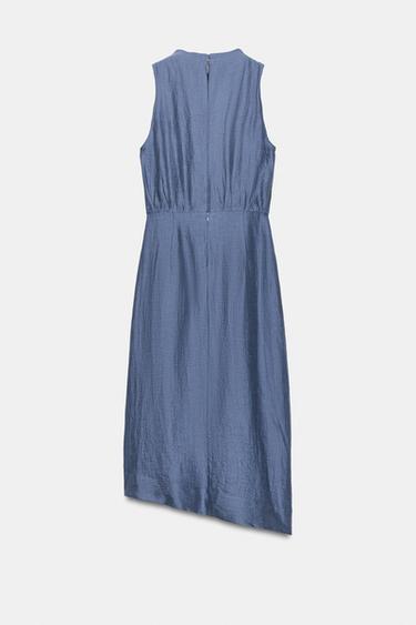 LINEN BLEND SLEEVELESS MIDI DRESS - Faded blue by Zara - Image 6