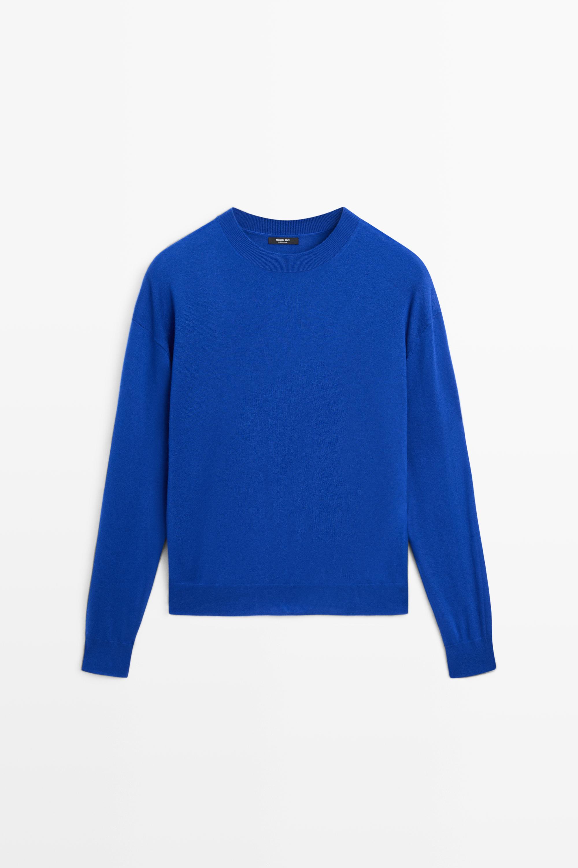 Fine knit round neck sweater - Bluish | ZARA Canada