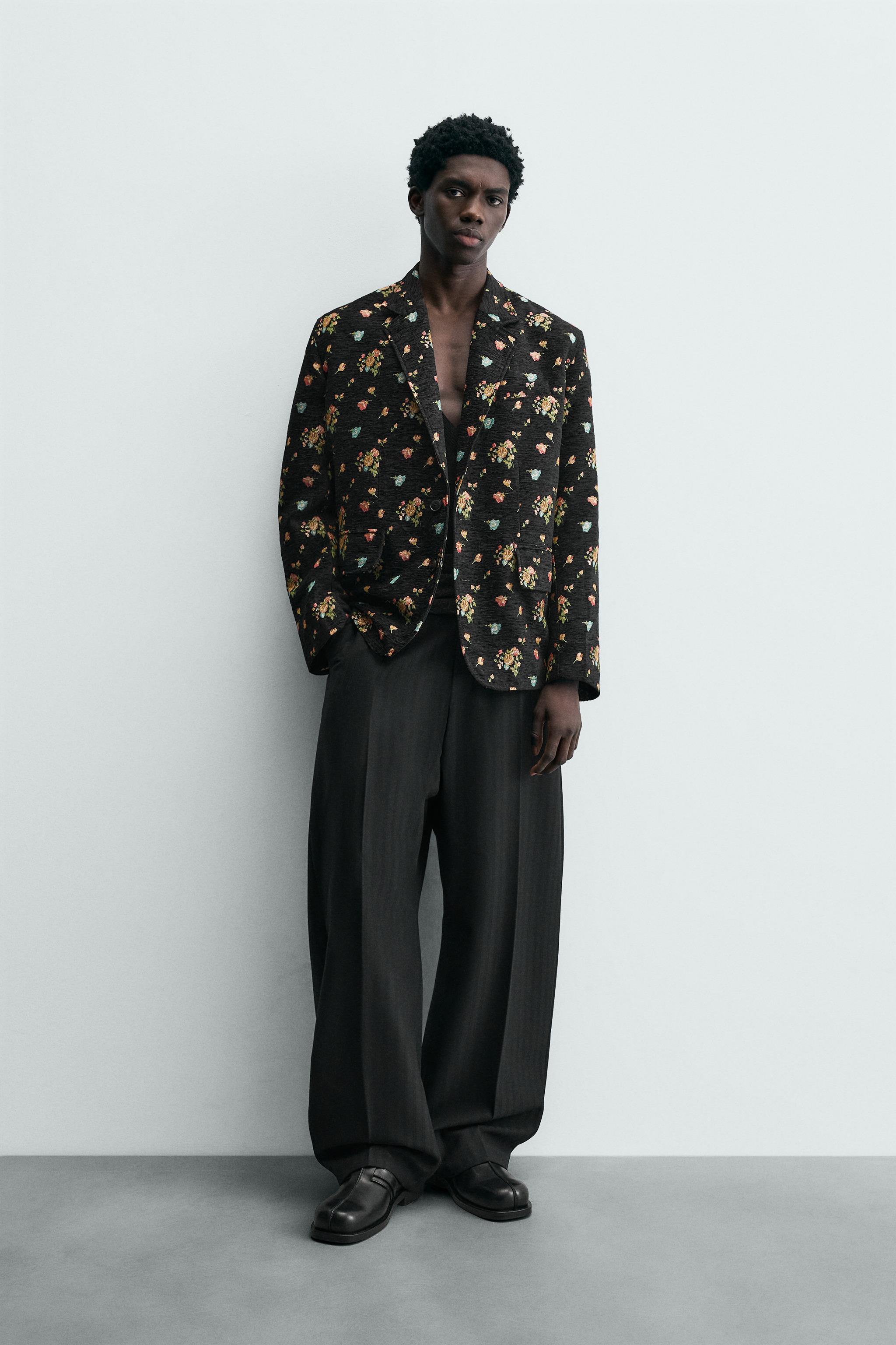 LIMITED EDITION FLORAL JACQUARD BLAZER - Black / Yellow | ZARA