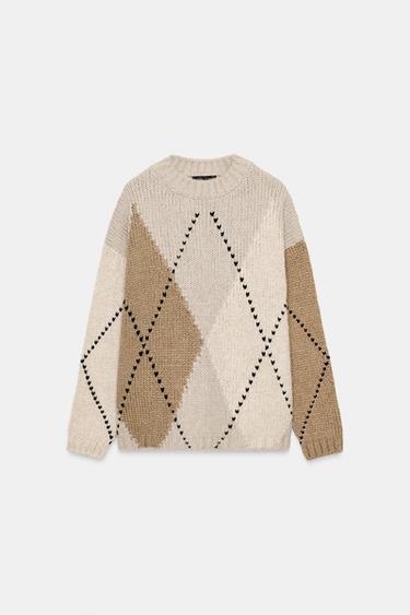 JERSEY PUNTO ROMBOS - Beige de Zara