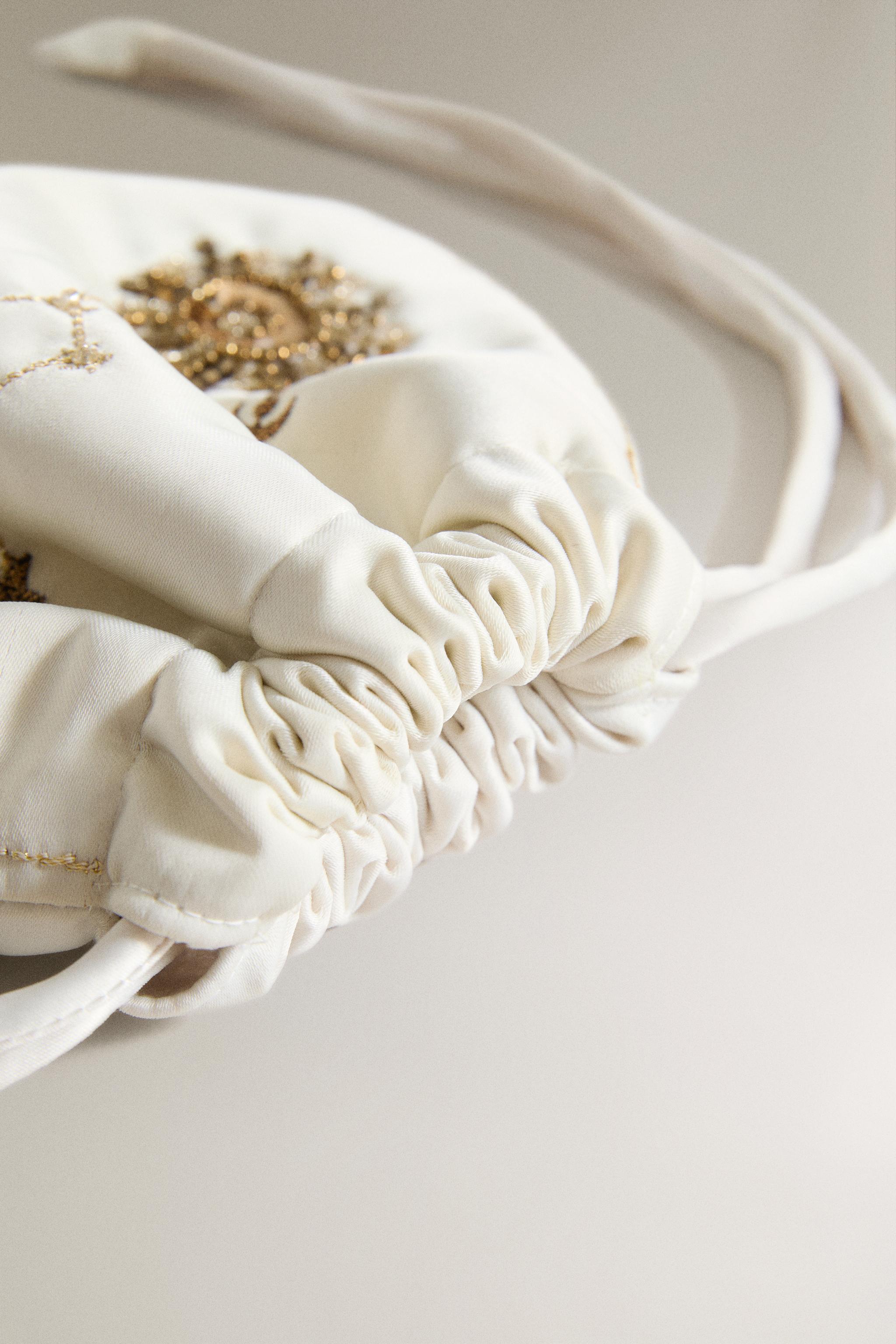 SMALL EMBROIDERED BAG | MARISA BERENSON — Beige