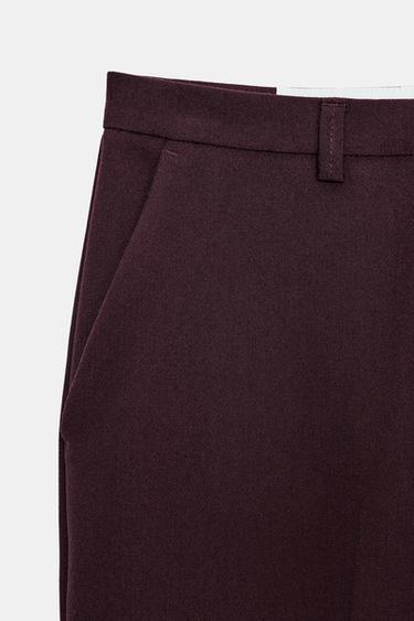 STRAIGHT-LEG TROUSERS - Burgundy by Zara