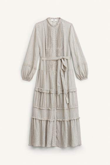 Zara ROMANTIC DRESS WITH BELT LIMITED EDITION - striped