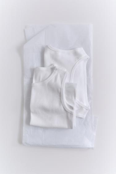 LOT DE DEUX T-SHIRTS SANS MANCHES - Blanc de Zara