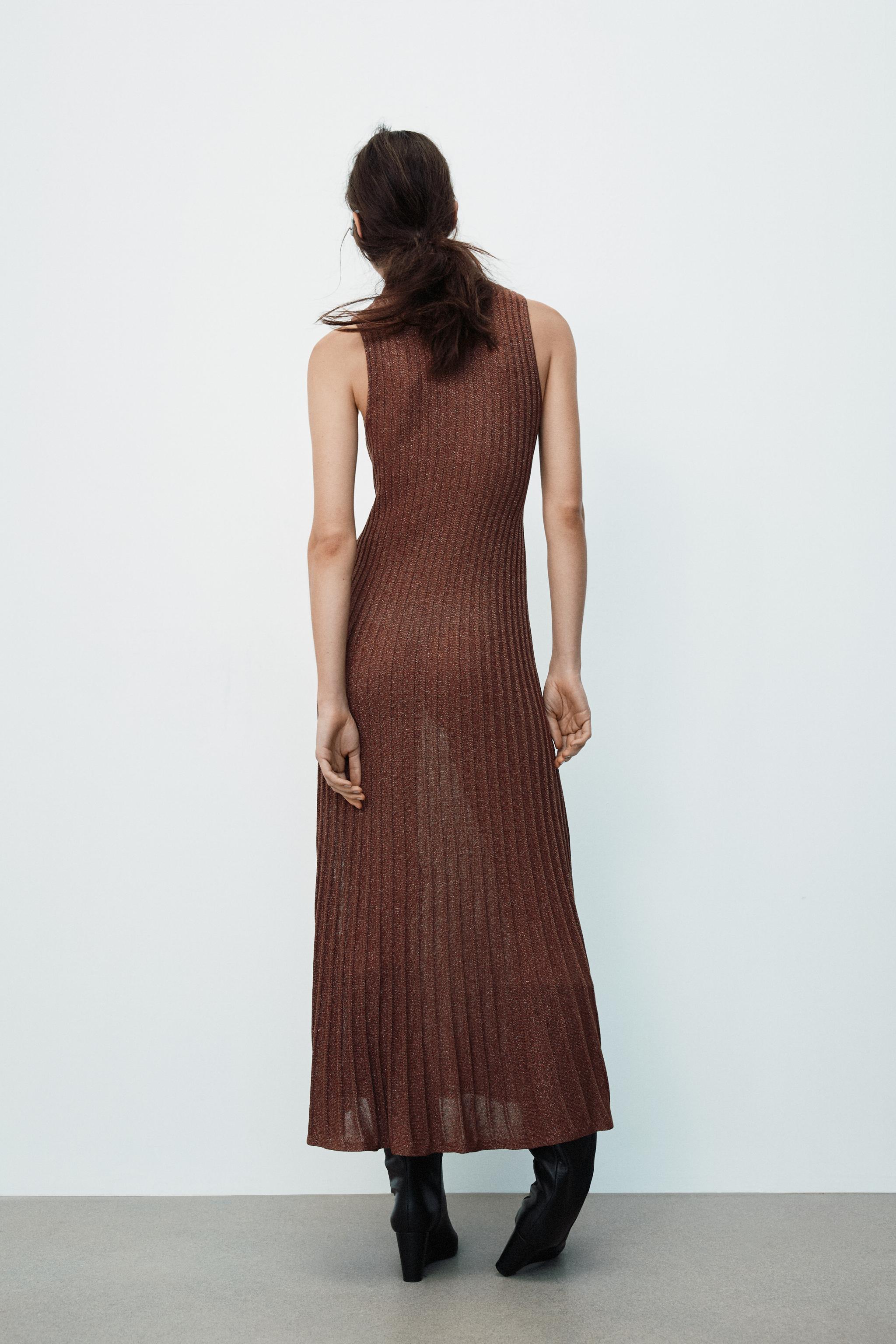 METALLIC YARN RIBBED MAXI DRESS