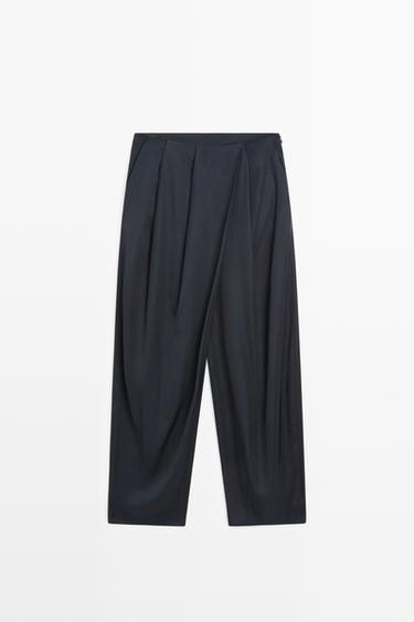Zara Total look flowing draped trousers - Navy blue - Image 0