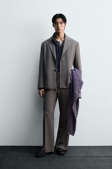 HERRINGBONE TEXTURED SUIT -  by Zara