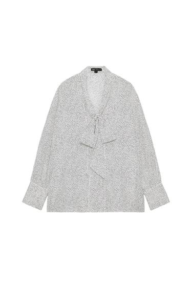 POLKA DOT SHIRT WITH BOW ZW COLLECTION - Ecru / Black by Zara