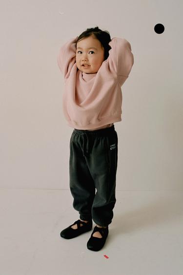 Zara PLAIN SWEATSHIRT WITH TEXT - Pink