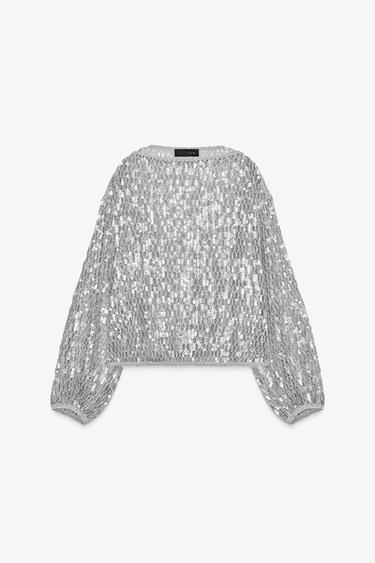 TOP LENTEJUELAS ZW COLLECTION - Plata de Zara