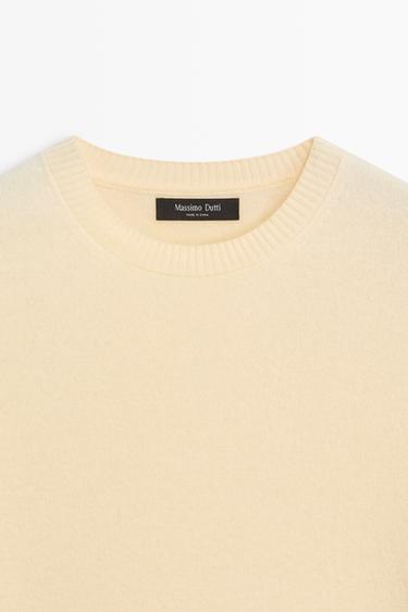 Wool blend round neck knit sweater — Yellow 2