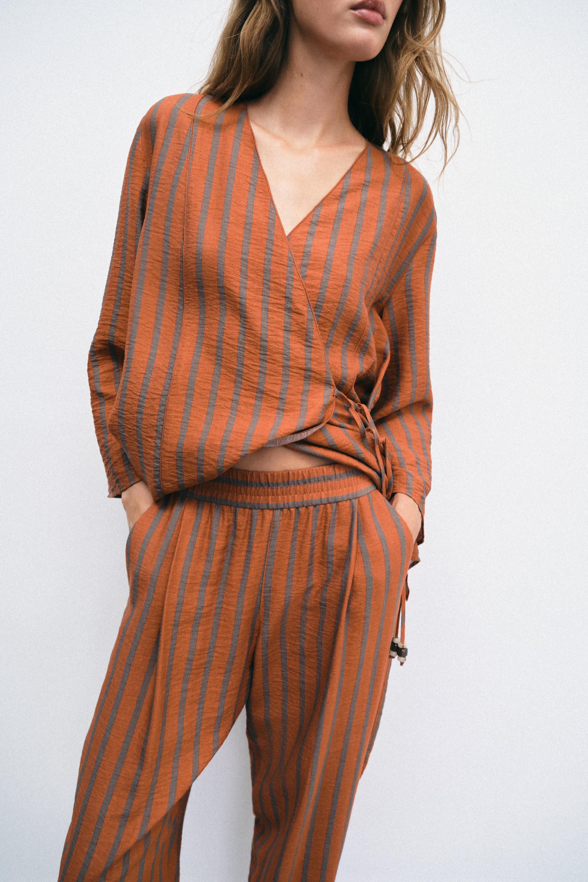 ELASTIC WAIST STRIPED PANTS