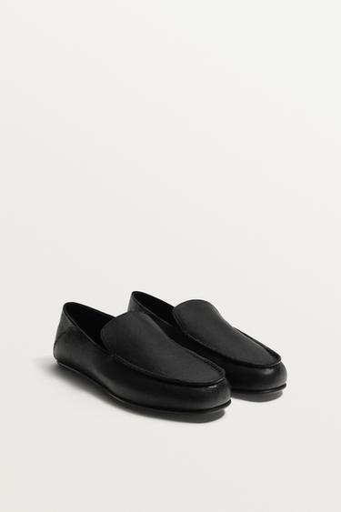Zara 真皮樂福鞋 - 黑色