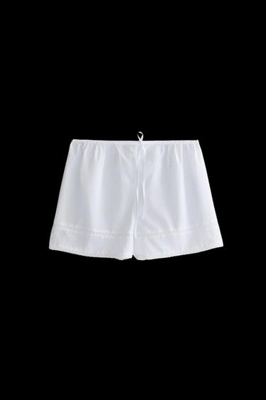 Zara LACE AND EMBROIDERED SHORTS - White - Image 0