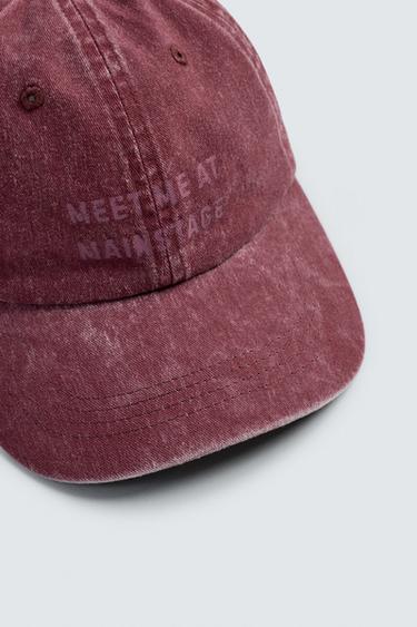 WASHED CAP WITH SLOGAN - Red by Zara - Image 5