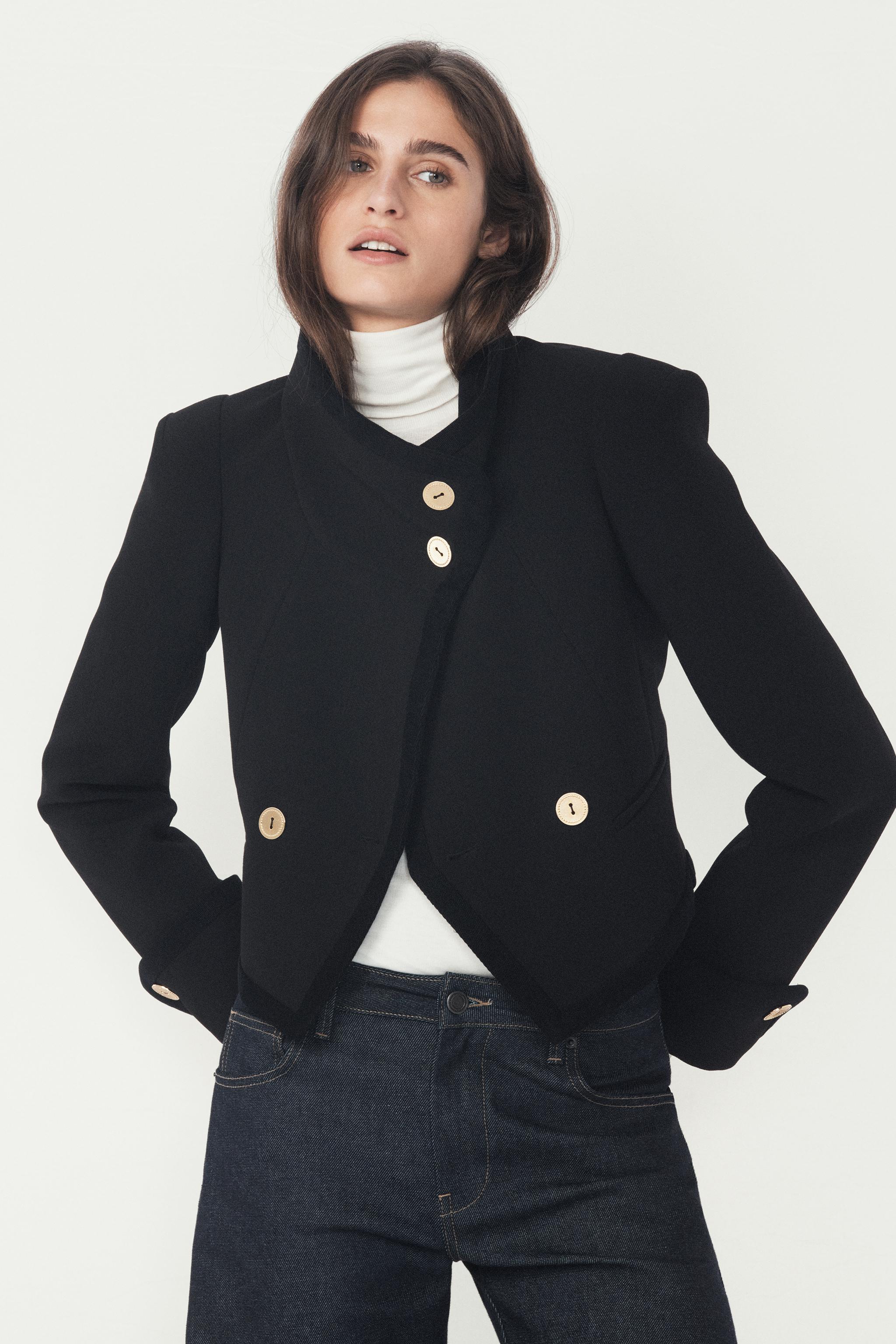 CROPPED BUTTON-UP JACKET - THE ITEM ZARA WOMAN - Black | ZARA Canada