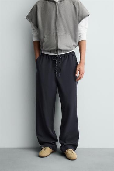 WIDE-LEG JOGGER TROUSERS WITH TAPING - Blue by Zara
