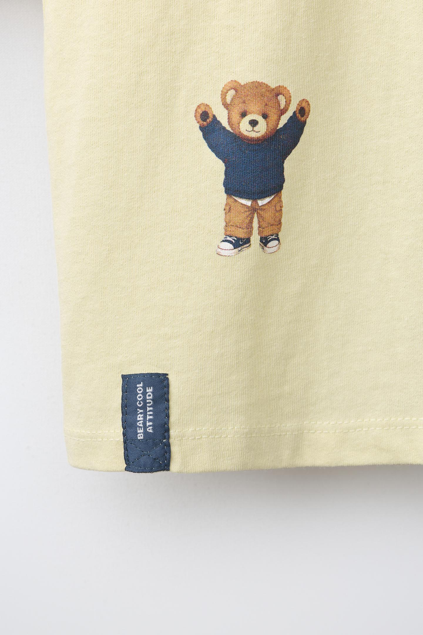 Детская футболка Zara Bear Print, цвет: Светлый жёлтый — фото 4