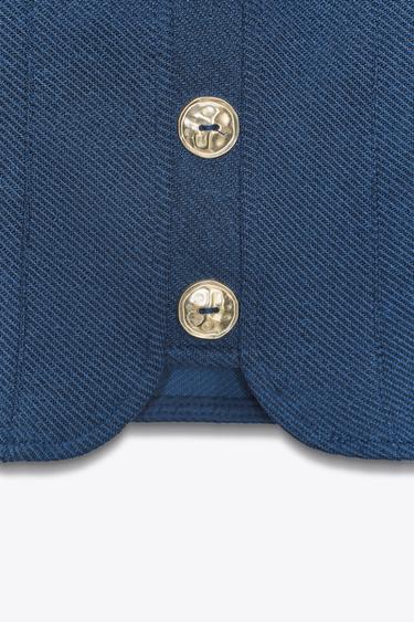 Zara BUTTONED TWILL TOP - Indigo