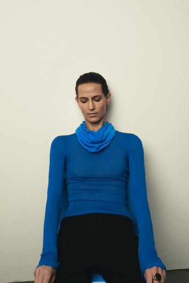 T-SHIRT SUPIMA® À MANCHES LONGUES - Bleu électrique de Zara - Image 1