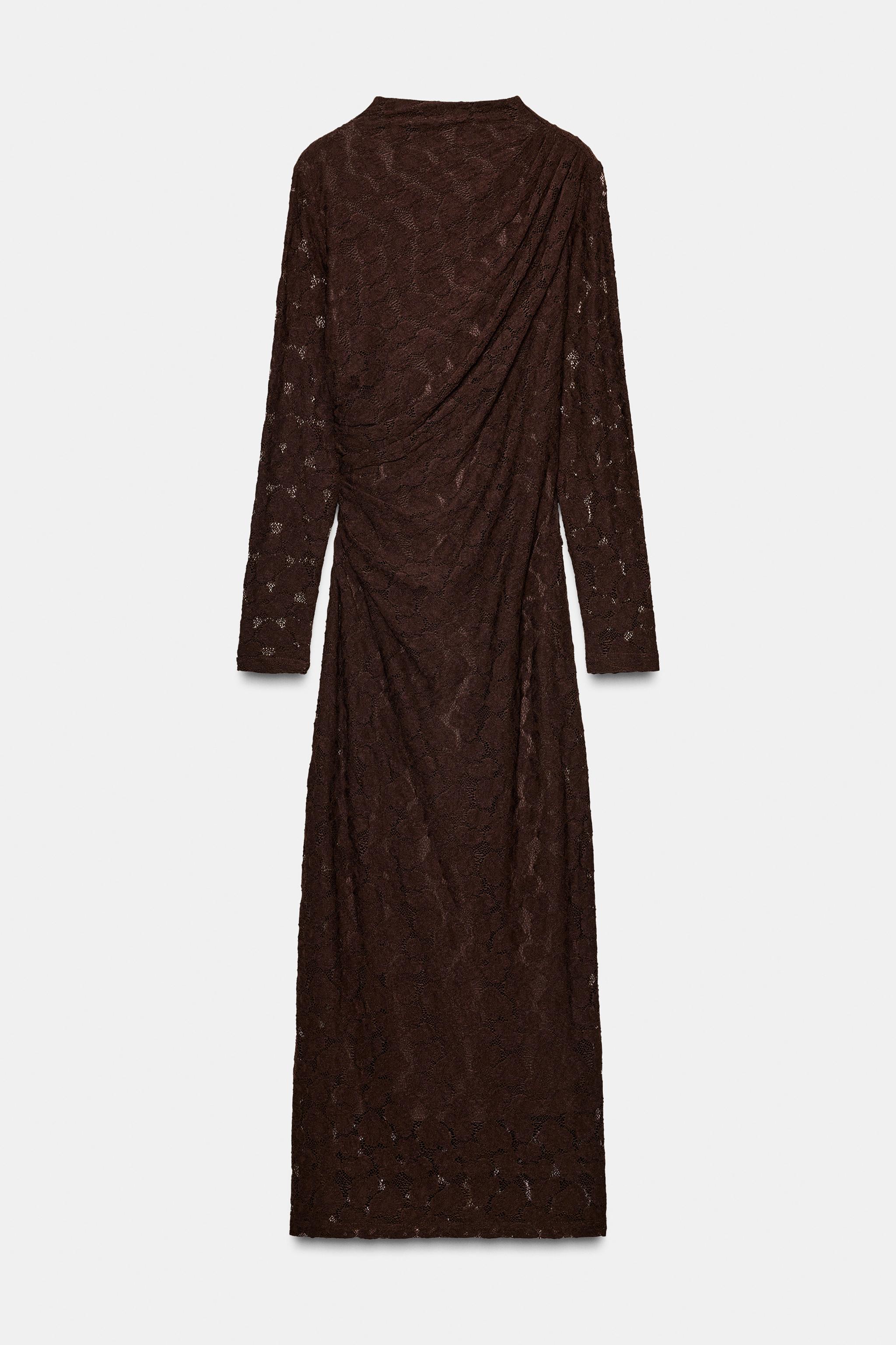 POINTELLE DRAPED MIDI DRESS