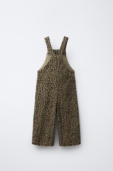SALOPETTE EN MICRO-VELOURS CÔTELÉ ANIMAL PRINT - Vert clair de Zara - Image 1