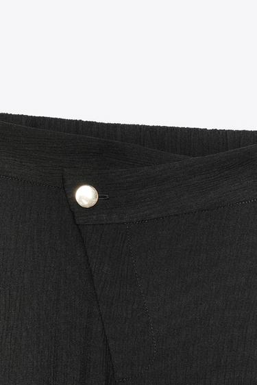 PANTALON LARGE TAILLE CROISÉE - Noir de Zara - Image 6