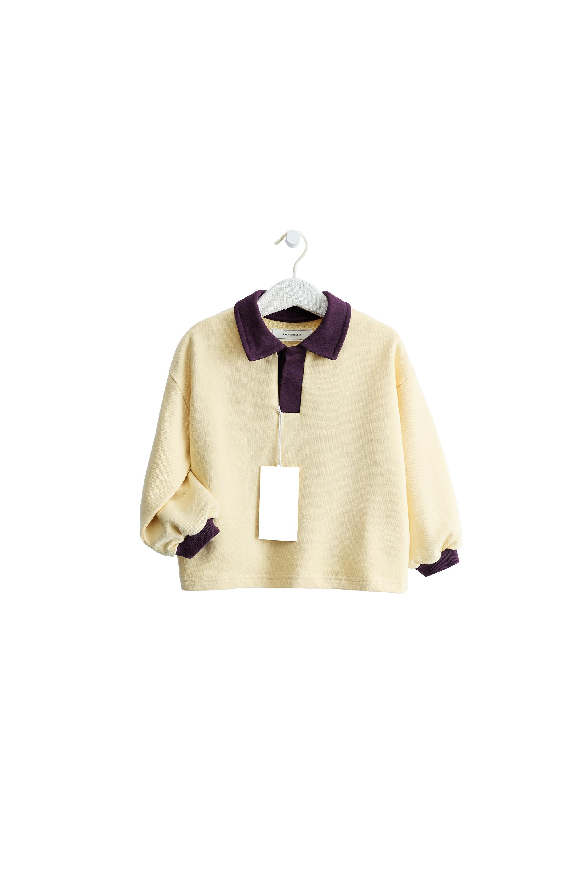 ZARA TIMELESS - SUDADERA CUELLO POLO CONTRASTE