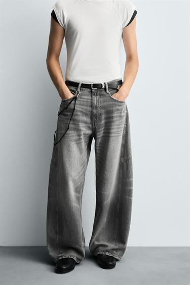 BALLOON FIT JEANS WITH TWISTED SEAMS - Grey by Zara