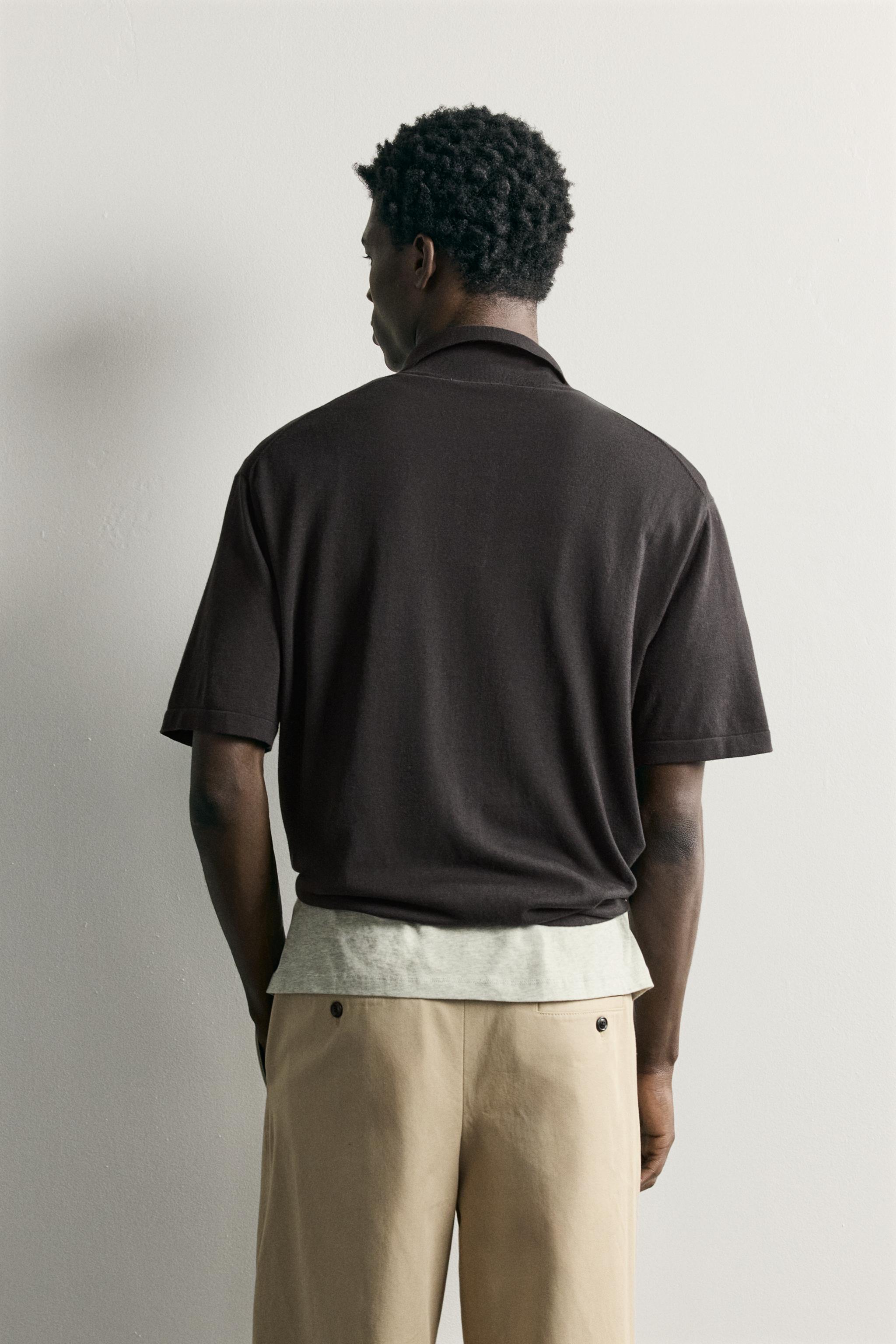 Мужские свитеры Zara REGULAR FIT COTTON BLEND KNIT POLO — фото 3