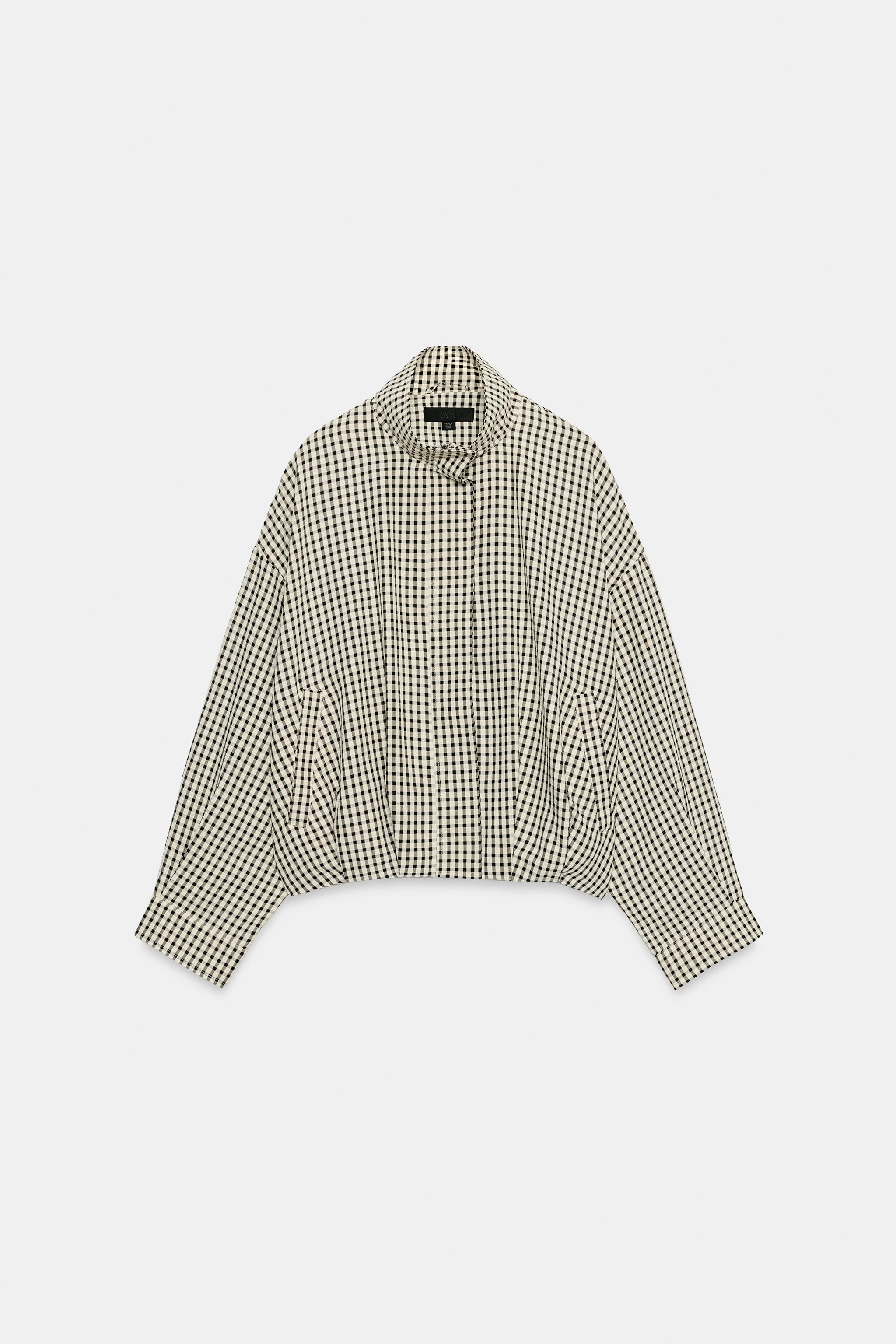 Zara Kareli Bomber Ceket görsel 7