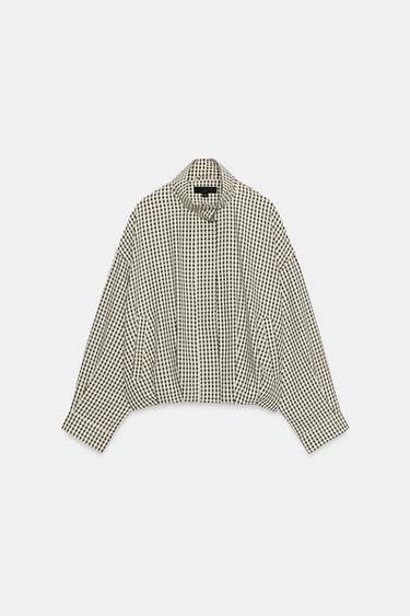 VESTE BOMBER À CARREAUX - Noir / Écru de Zara - Image 6