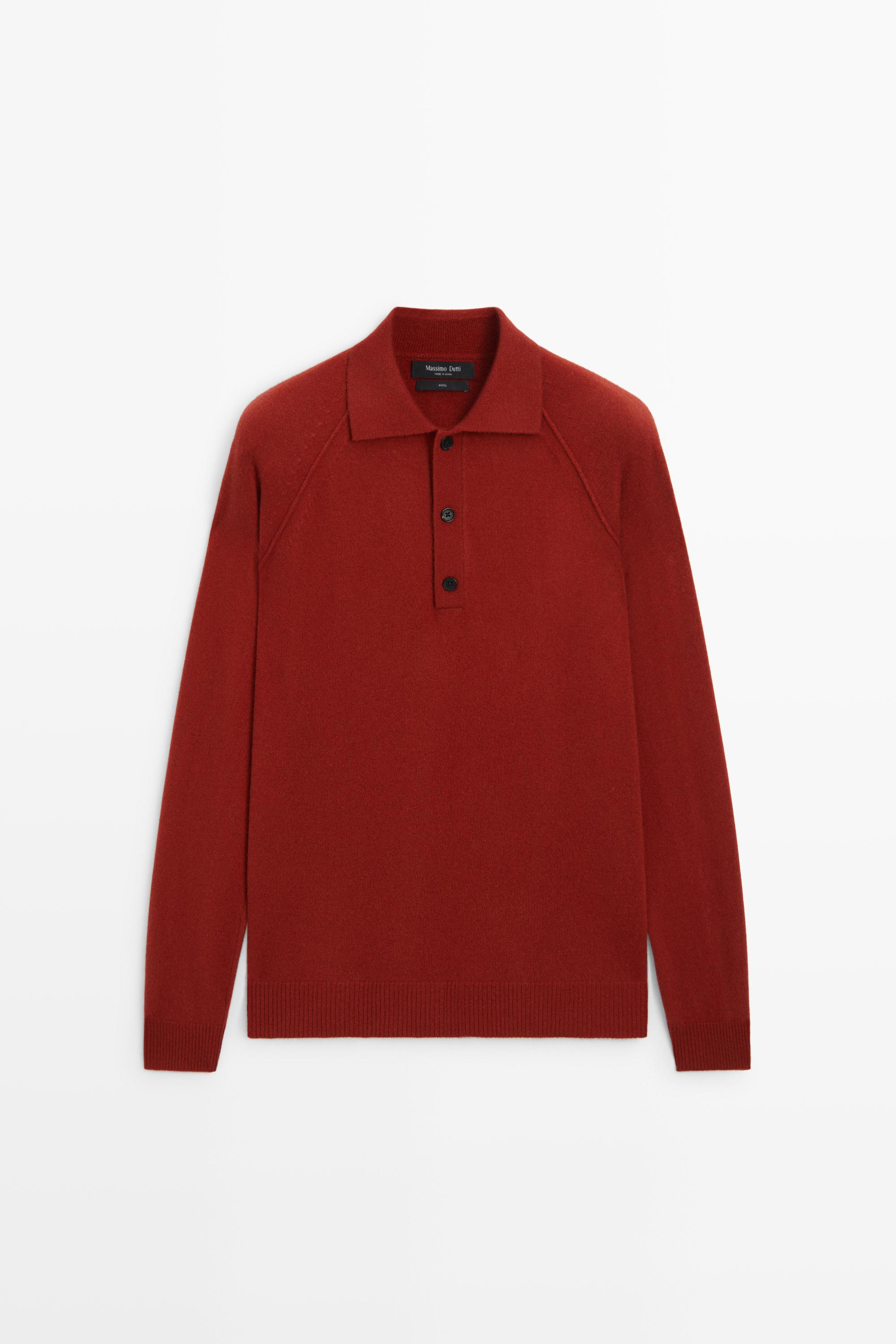100% wool knit polo sweater