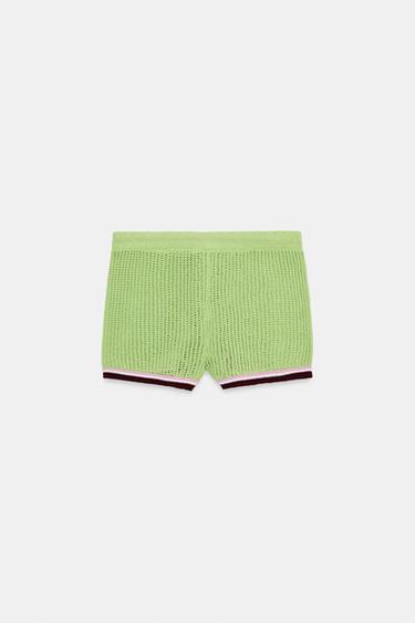 SHORT EN MAILLE À TAILLE ÉLASTIQUE - Vert de Zara - Image 5