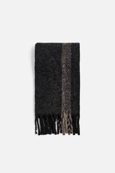 CACHECOL XADREZ COM TEXTURA ESCOVADO - Preto da Zara