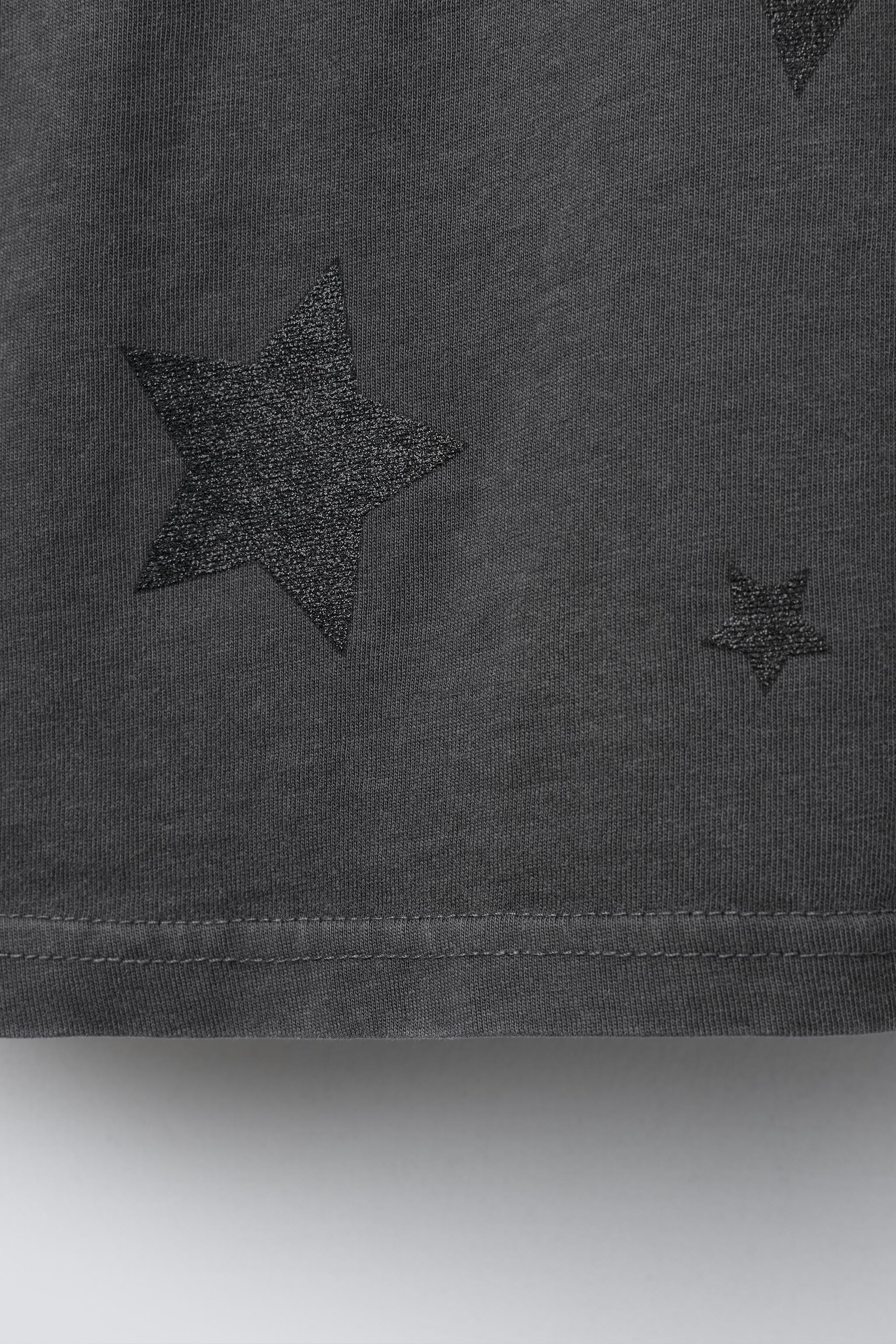 WASHED EFFECT SPARKLY STAR T-SHIRT - Anthracite grey | ZARA United