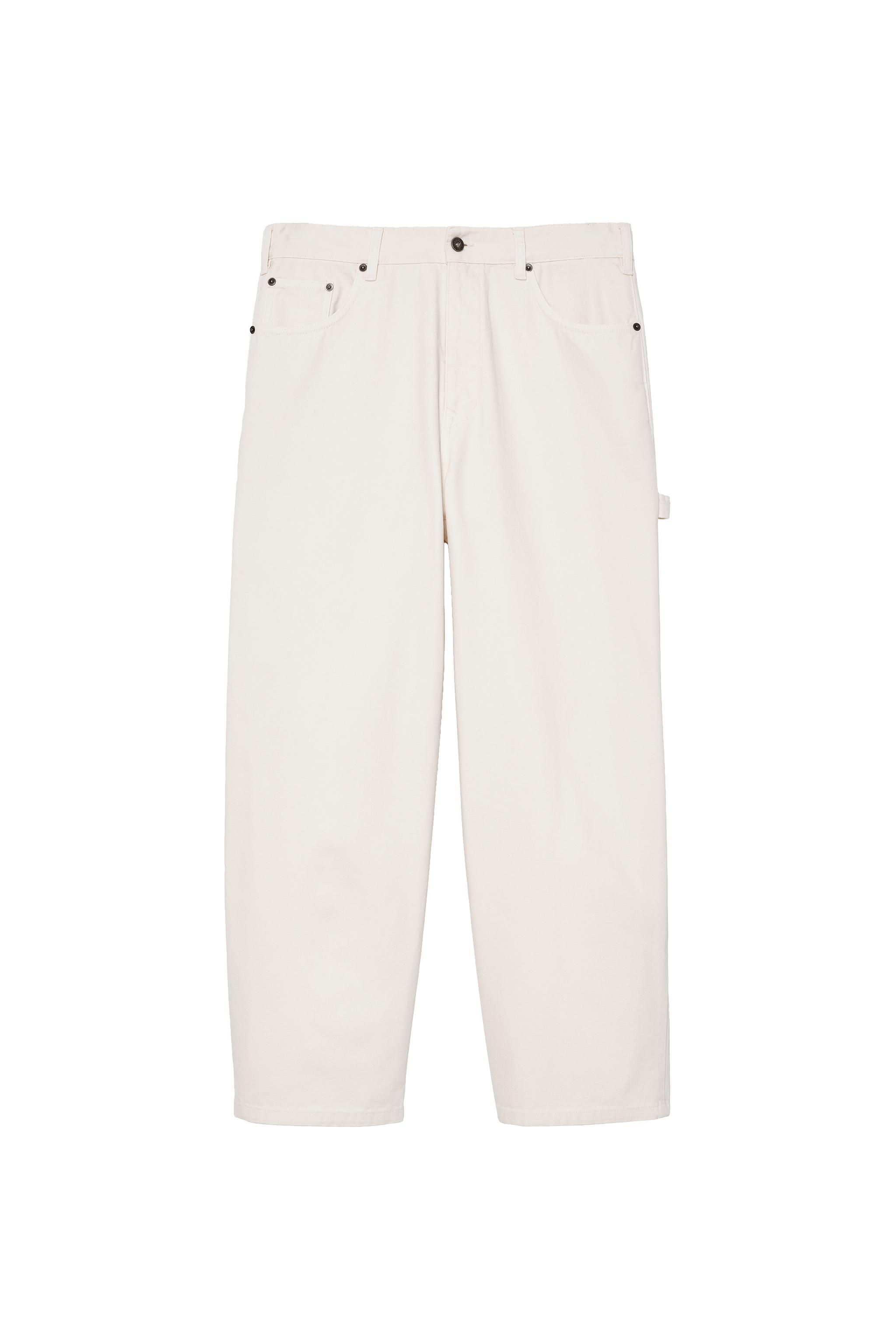 RELAXED FIT CARPENTER POCKET PANTS — Ecru