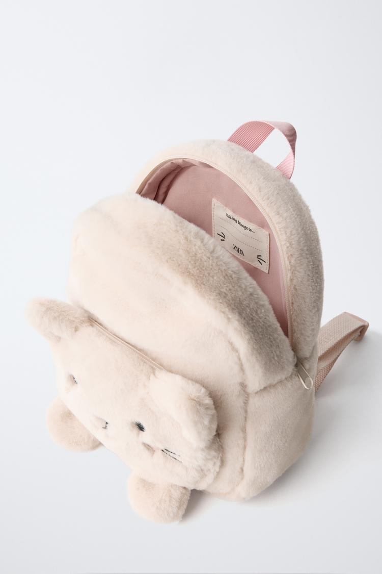 MOCHILA DE PIEL DE CORDERO CON GATITO 4