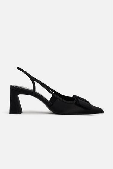 SAPATO DE TACÃO TIPO MULES COM LAÇO - Preto da Zara